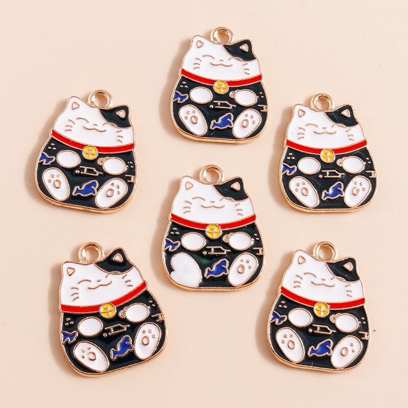 10 pezzi adorabili ciondoli cinesi fortunati per gatti per la creazione di gioielli fatti a mano fai da te simpatici ciondoli animali ciondoli collane orecchini accessori: arancia