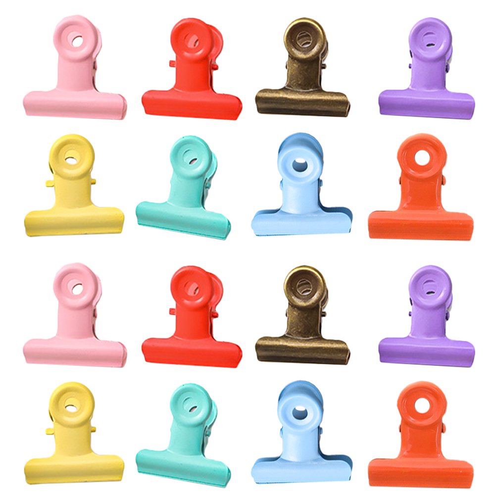 16Pcs Metal File Clips Document Sorting Clips Food Bag Fresh-keeping Clips Bill Clips