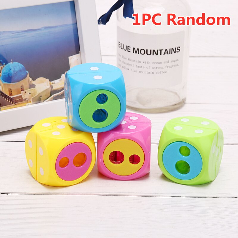 1PC Cute Owl Pig Hedgehog Hippo Plastic Pencil Sharpener Lovely Multiple Animals Stationery for School Kids: Dice