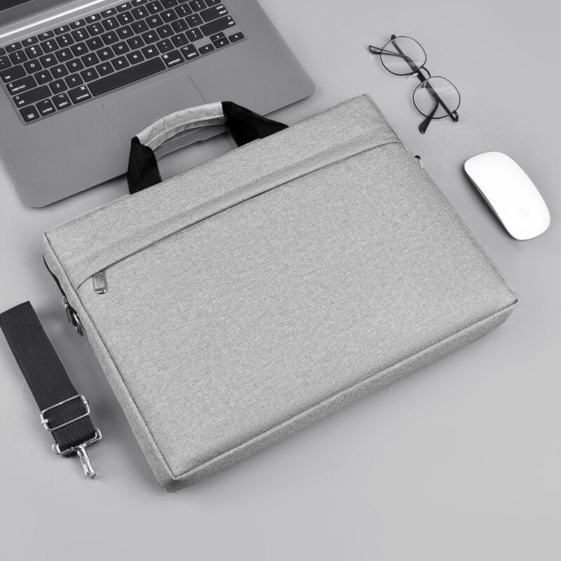 Dokumentmappe bærbar taske 15.6 tommer vandtæt skuldertasker etui etui ensfarvet støvtæt til tablet macbook notebook: Khaki