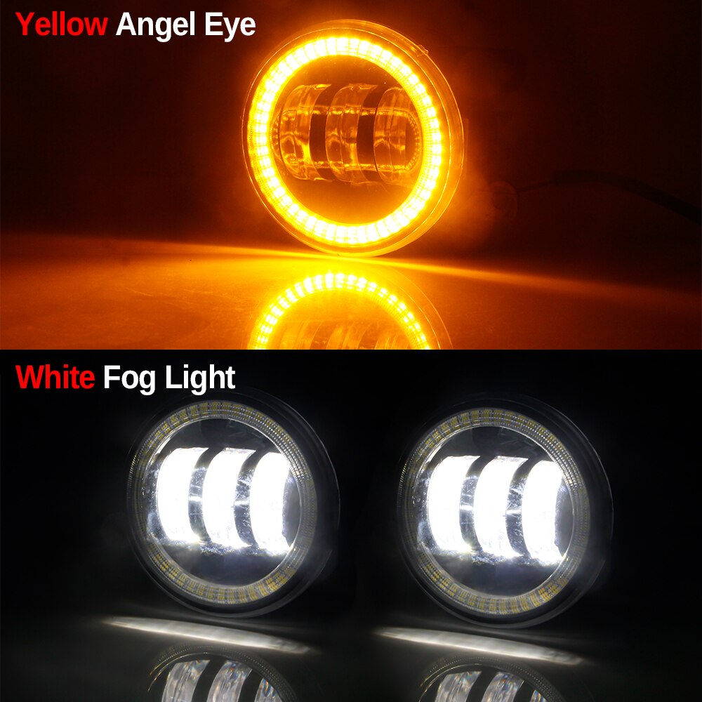 2 Pieces Angel Eye Fog Light For Suzuki Grand Vitara Jimny Swift SX4 Splash Alto Ignis Car LED Lens DRL Fog Daytime Running Lamp: Yellow and White