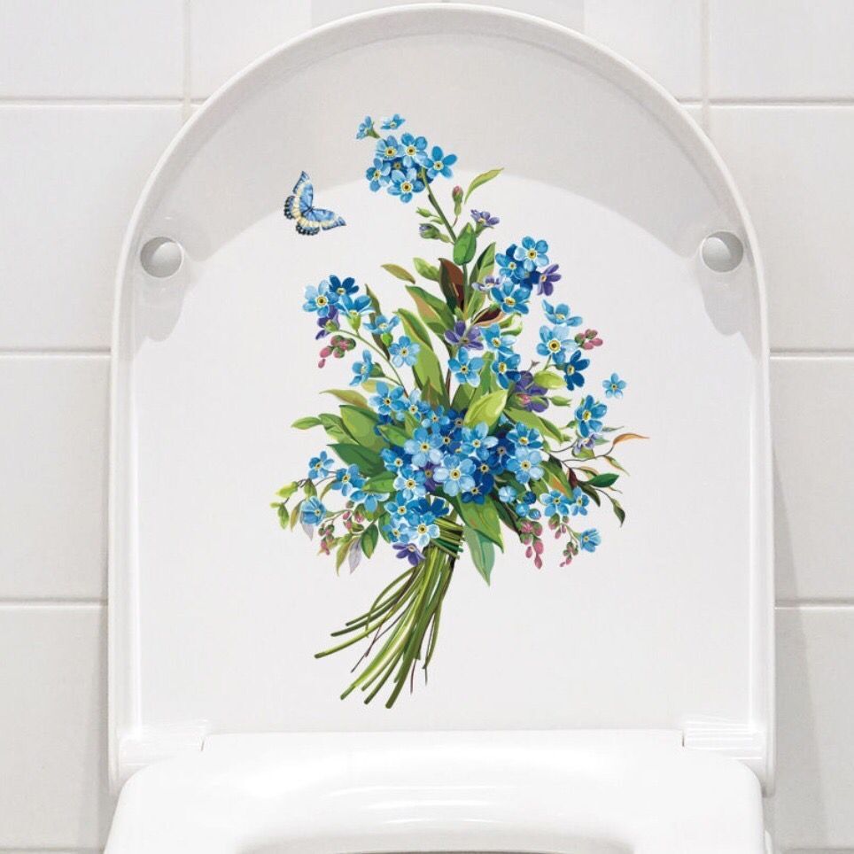 Smukke farverige blomster toilet sæde badeværelse dekoration pvc toilet gulv klistermærker wc indretning toilet bundet hanako kun klistermærker: Hm006