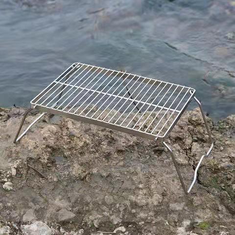 Outdoor Camping Self-Driving Tour Portable Pot Rack Folding 304 Stainless Steel Barbecue Rack Camping Frying Pan Barbecue Rack: white