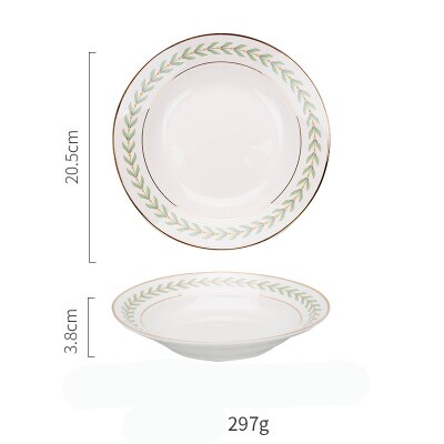 KINGLANG nowy liść obręczy złota ceramika płytki talerz hurtownia porcelany ryż salaterka deser ciasto danie: zielony głęboki Plate