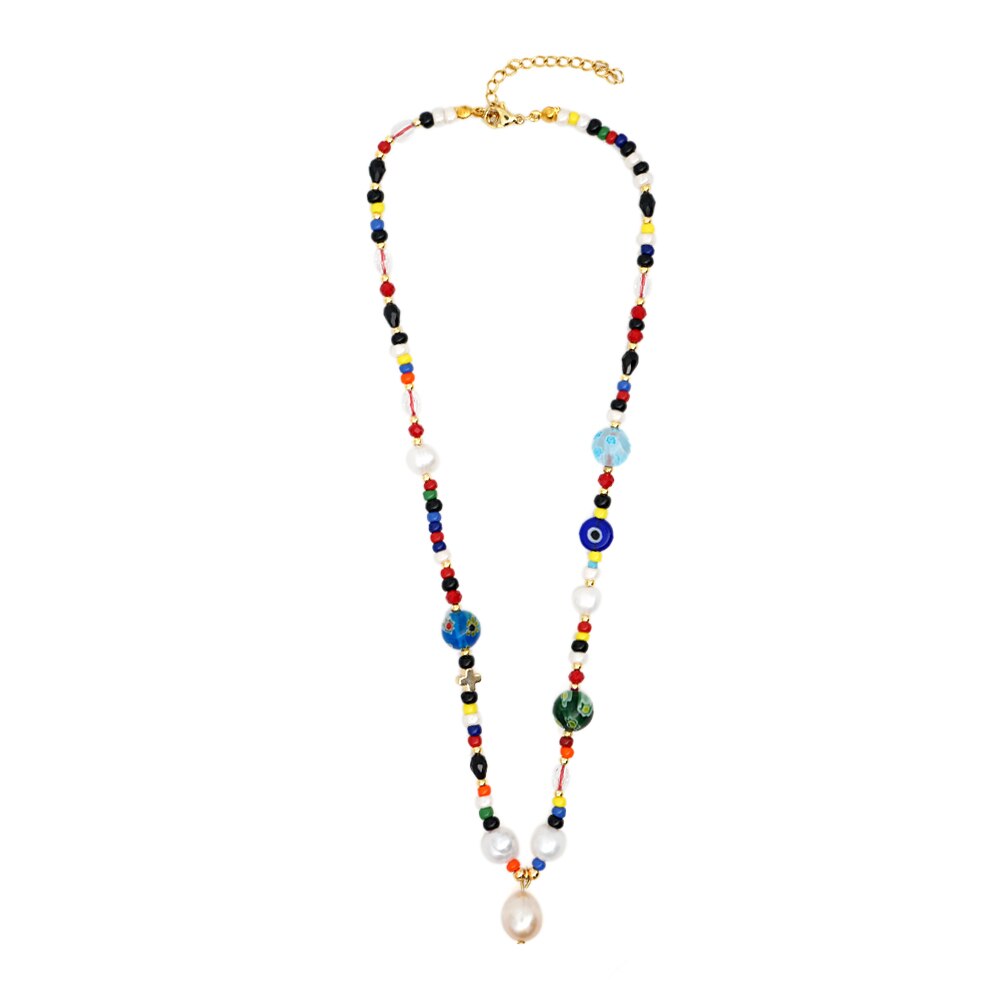 Go2Boho Fresh Water Pearl Necklace Women Patchwork Collares Necklaces Choker Rainbow Boho Jewelry Bijoux Femme Handmade