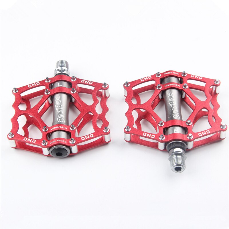 Pedales para ciclismo, piezas para bicicletas de montaña o de carretera, rodamiento sellado antideslizante, aleación de aluminio, accesorios para equipos de ciclismo CNC: Red