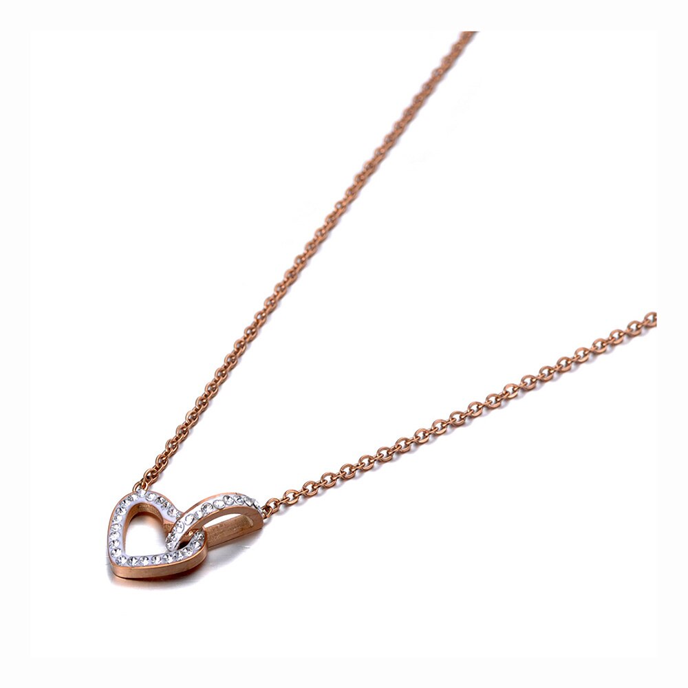 Lokaer Projeto Original Titanium Coração de Aço Inoxidável Colares Gargantilha Romântico Colar de Pingente de Strass Para As Mulheres N20015: Default Title