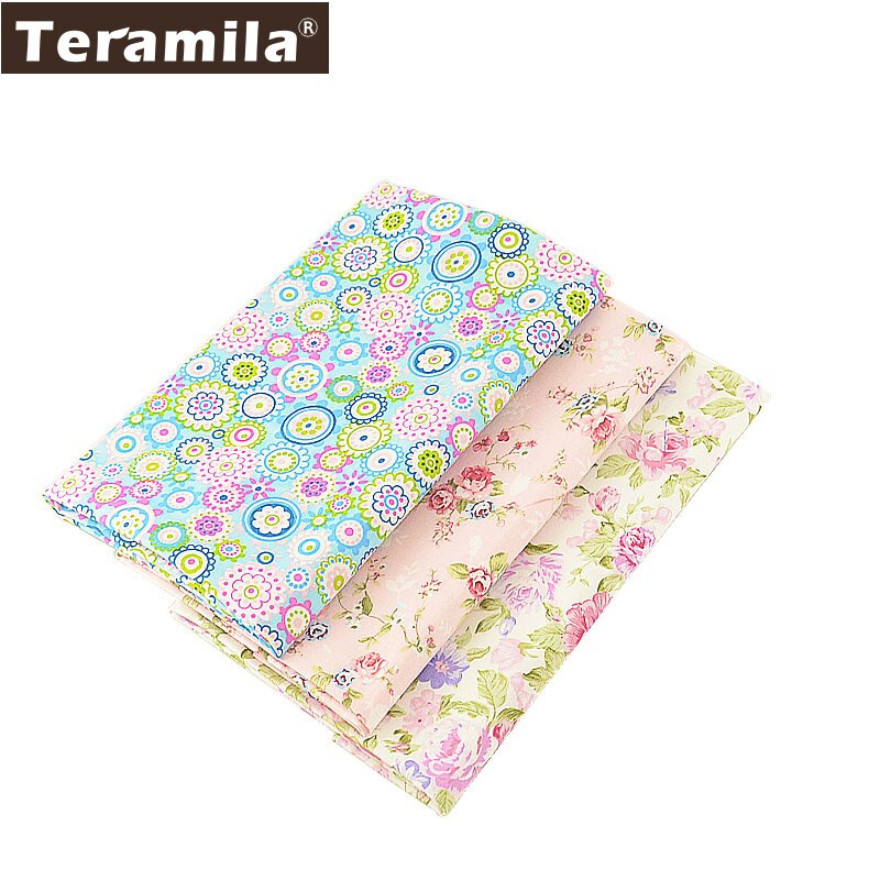 Teramila 3 PCS/lot 40cmx50cm 100% Cotton Fabric Flower Fat Quarter For Sewing Clothes Bedding Quilting Patchwork Crafts