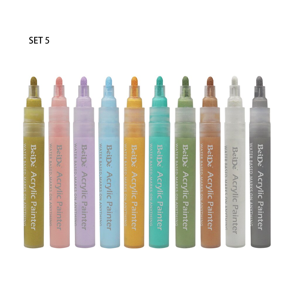 Rotuladores de pintura acrílica a base de agua, rotuladores permanentes no tóxicos con punta Reversible de 6mm, para pintar a base de agua, DIY, paquete de 56 unidades: Set 5