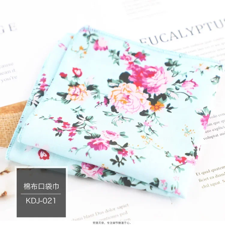 Pañuelo Floral de algodón 100% para hombre y mujer, pañuelo informal de 23cm con bolsillo para , , esmoquin, pajarita, accesorio: GINGER
