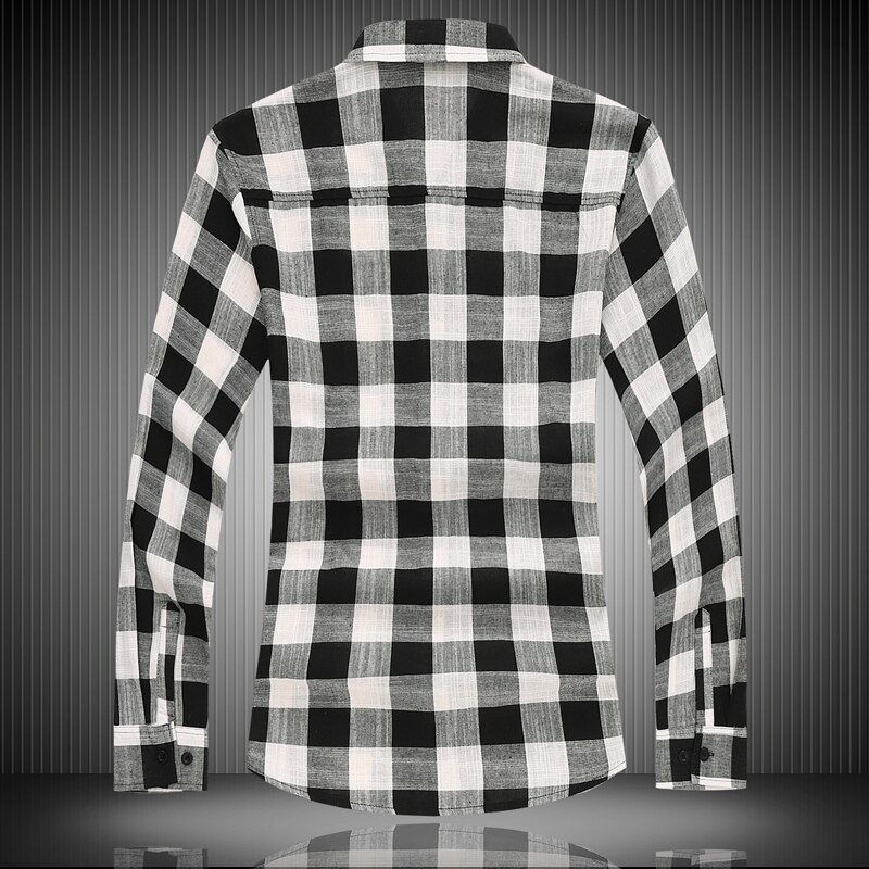 Plus size 5xl 6xl 7xl rutig långärmad herrskjorta vår höst affärsarbete fritidskläder dagliga skjortor manligt märke