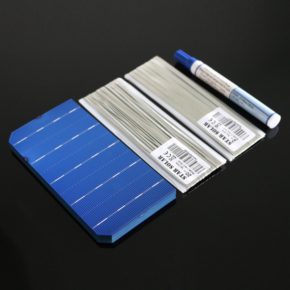 Mono solcellepanel oplader kit diy 125 x 125 156 x 156 400w 300 250 200 100w watt monokrystall solcelle tabbing wire busbar flux pen