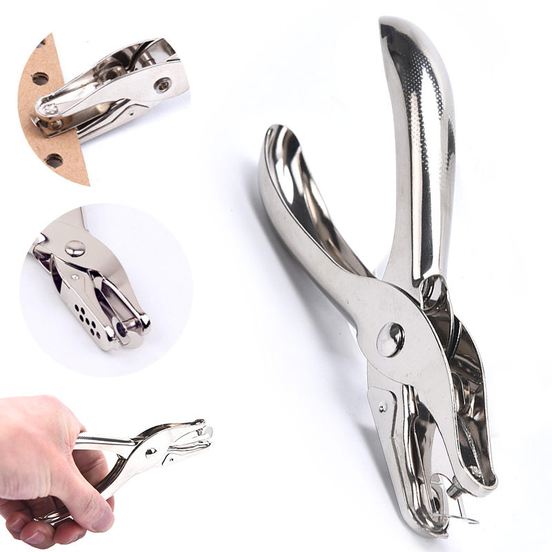 Perforadora de un solo orificio de Metal de 3mm, perforadora de papel manual para álbum de recortes, borde, suministros estacionarios para escuela y oficina, 1 ud.