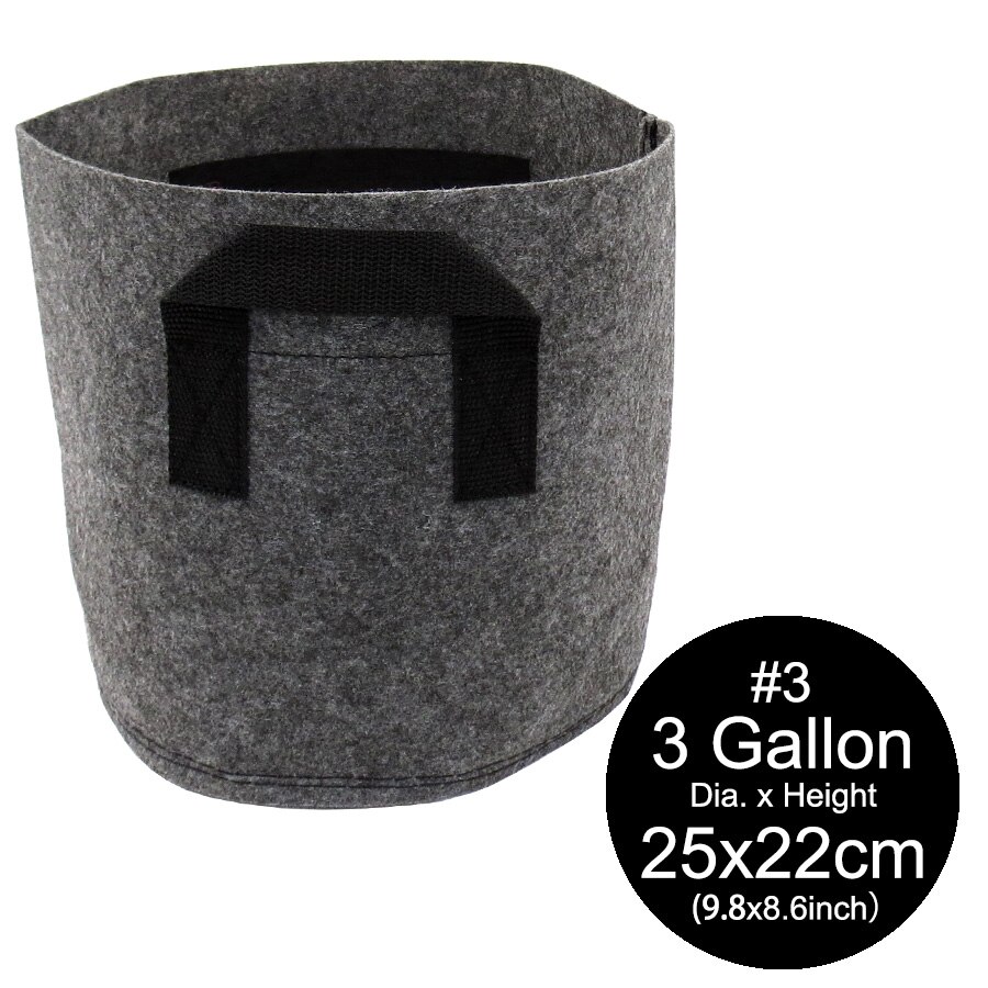 1/2/3/5/7/10 Gallon Garden Grow Bag with Handle Felt Grey Fabric Plant Planting Growing Box Vegetable Potato Round Pot Container: 3gallon xAB749C