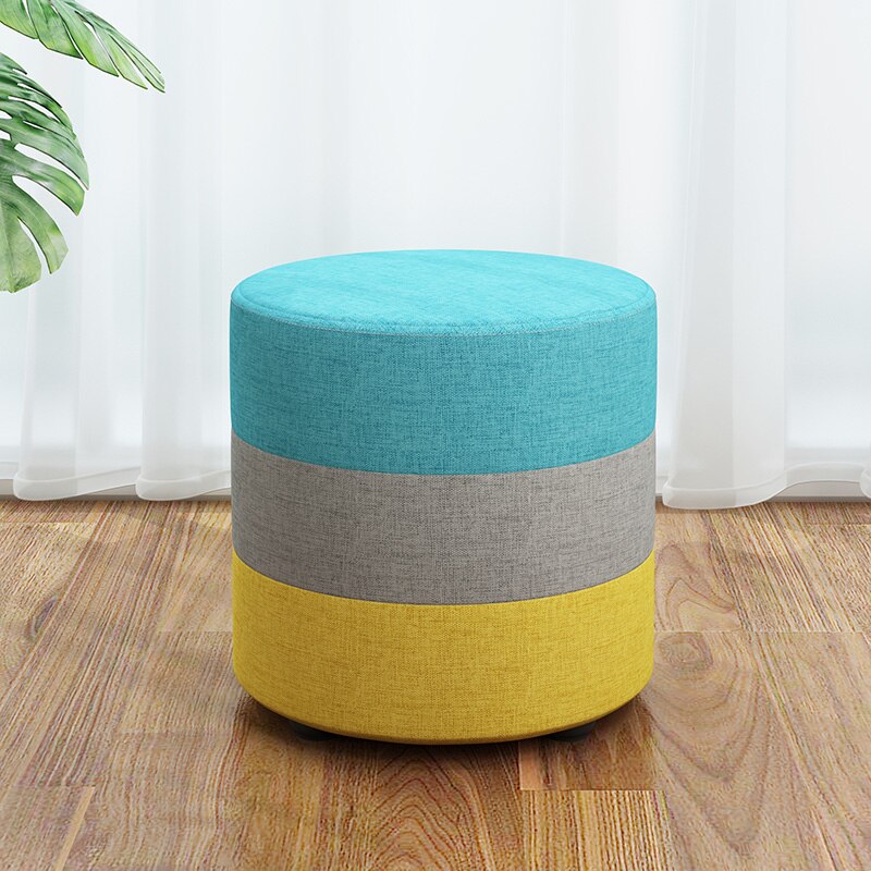 Tissus tabouret rond en bois maison adulte enfants canapé petite chaise basse poufs moderne changement chaussures banc