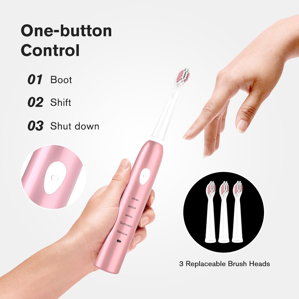 Brosse à dents électrique sonique puissante Ultra sonique USB Charge brosses à dents rechargeables brosse à dents de blanchiment électronique lavable