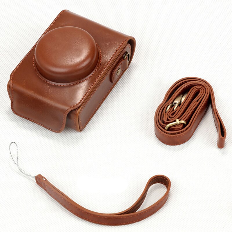 PU leather case Camera Bag Cover for Panasonic Lumix LX7 LX5 LX3 LX10 LX15 shoulder bag: Brown 2