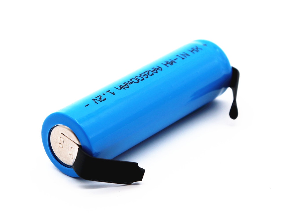 Original aa uppladdningsbart batteri 1.2v 2600 mah aa nimh batteri med lödstift för diy elektrisk rakhyvel tandborste leksaker