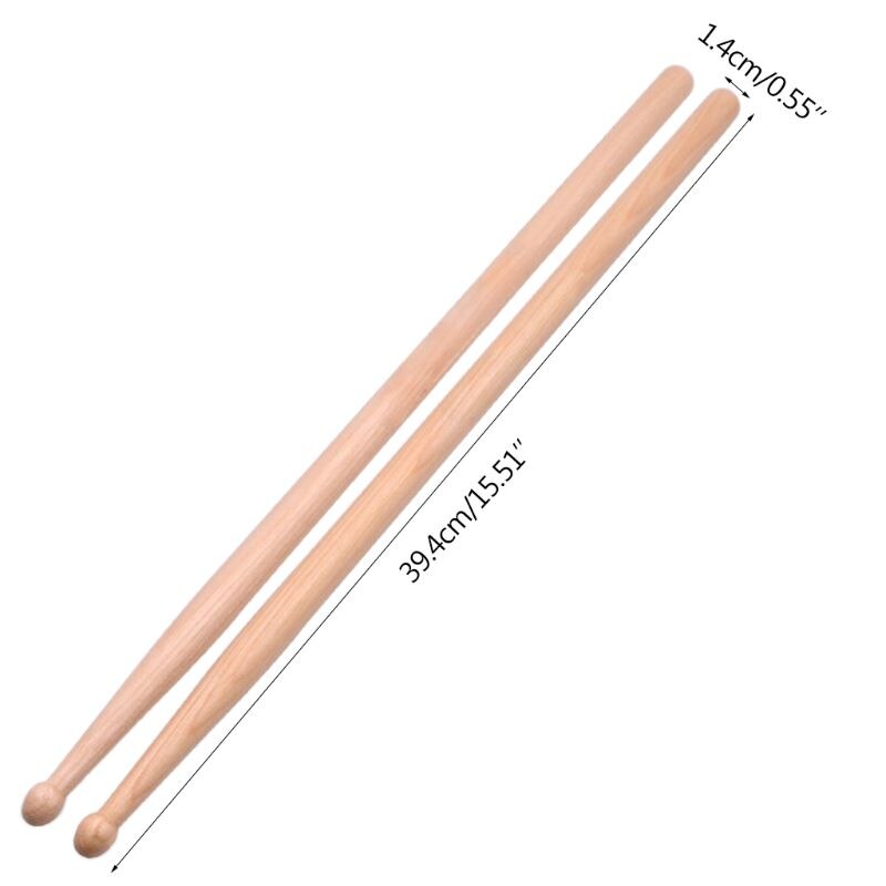 Drumsticks voor kinderen, 12 inch esdoornhout drumsticks, muziekinstrument percussie accessoires, drumsticks voor studenten, beginners (mail, 1 paar