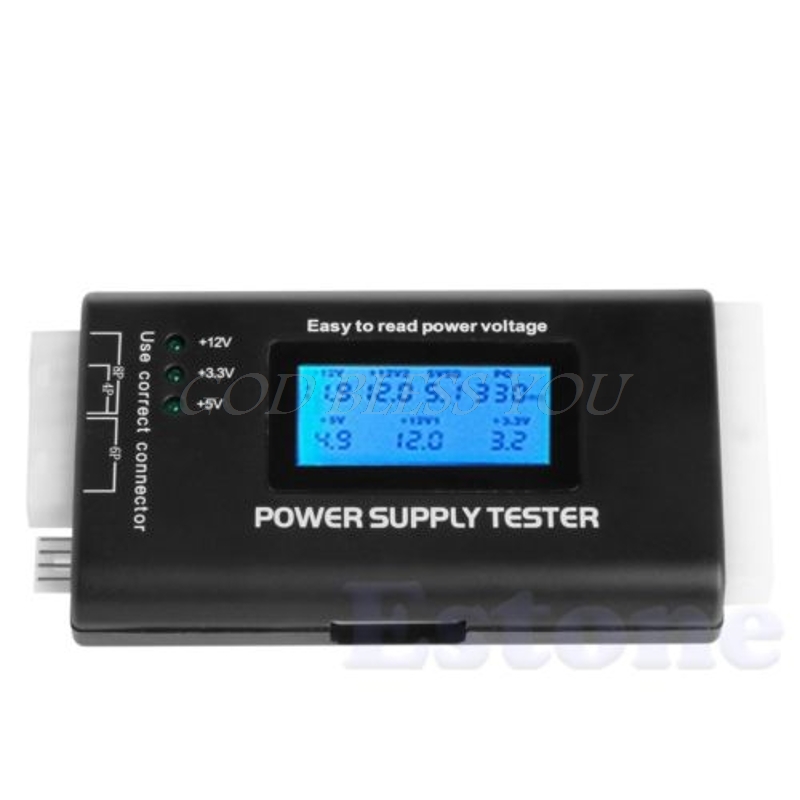 LCD PC Computer 20/24 Pin 4 PSU ATX BTX ITX SATA HDD Power Supply Tester