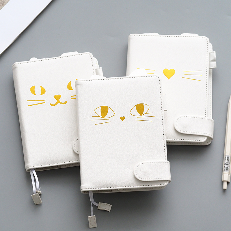 1 Pcs diary book PU shell notebook cute cartoon cat plan notebook soft cute girl print notebook diary A6