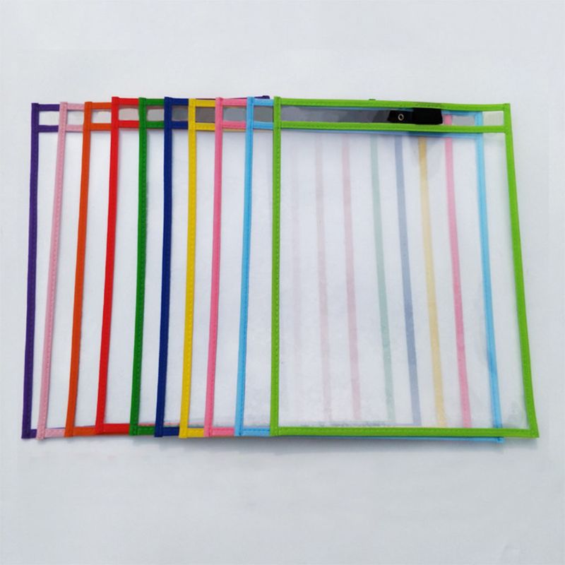 10Pcs Dry Erase File Folder Document Bag For Reusable Writing And Wiping Bags For Office And School Supplies 24BB