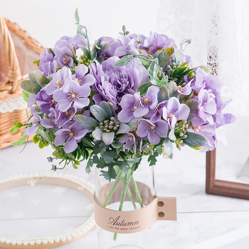 Pæon buket kunstige blomster silke rose juledekorationer til hjemmet diy efterår dekoration stueplante foto rekvisitter bryllup