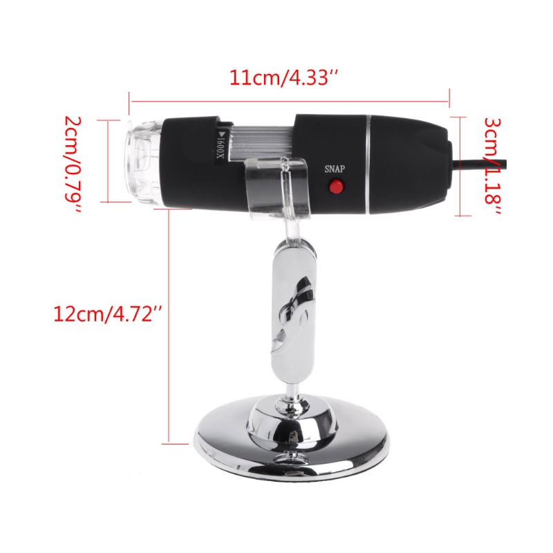 Microscópio zoom de 1600x 2mp, microscópio digital 8 leds usb com câmera de mão, alta qualidade, 2019