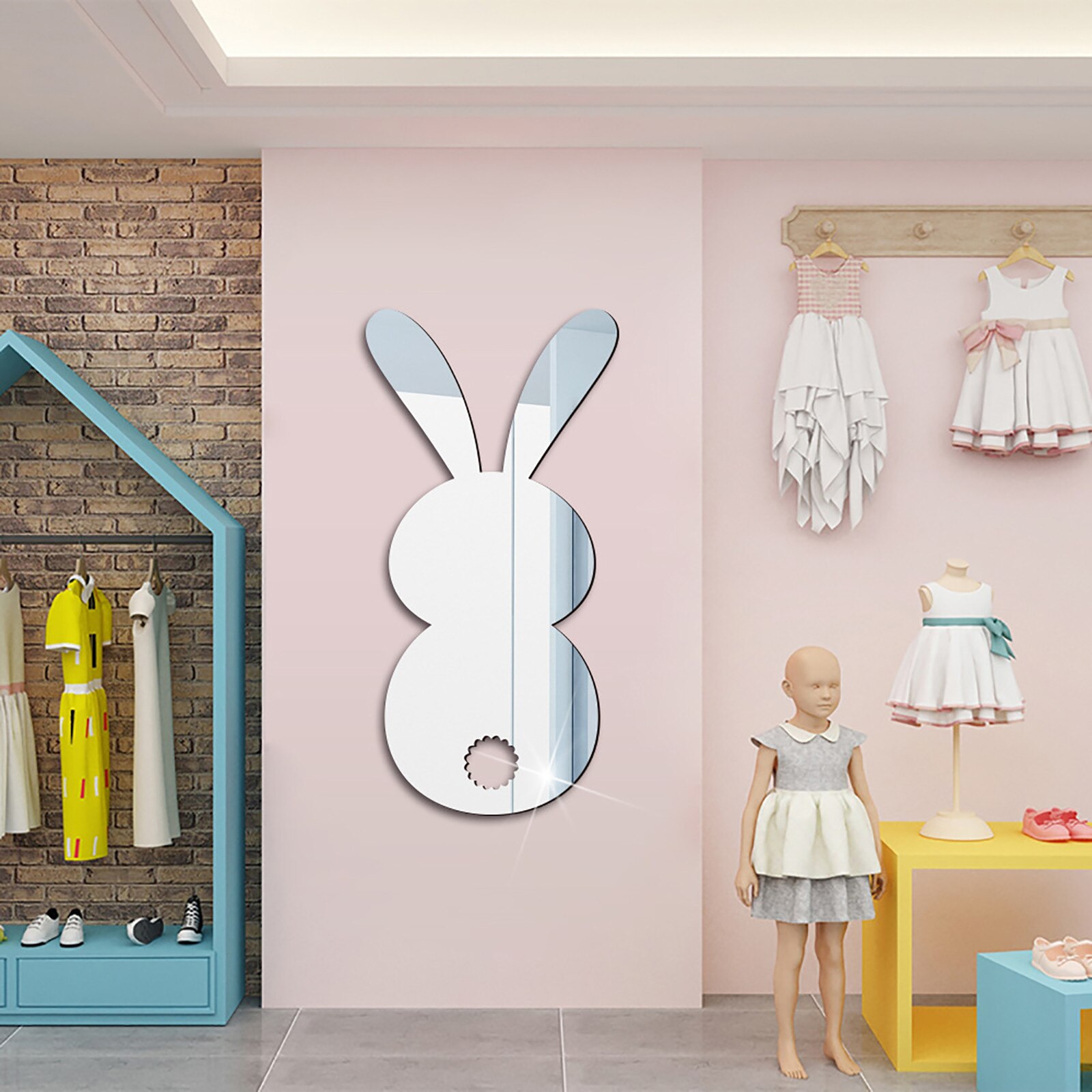 Lapin de pâques le sol est décoré avec des autocollants muraux lapin de pâques décor à la maison miroir autocollant lapin forme autocollant