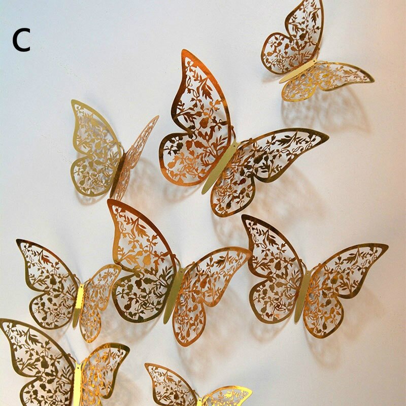 3d driedimensionale muurstickers vlinder muurstickers maat 12 pak bruiloft gordijn etalage stickers huisdecoratie: 4