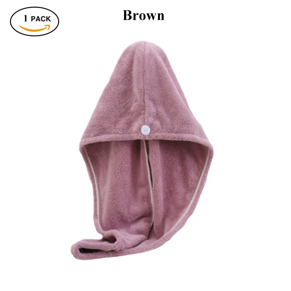 Dry Hair Towel Microfiber Polyester Flannel Wisp Long Curly Head Bath Hand Turban Towel for Adult Women Super Absorbent Quick: Hair Towel Brown