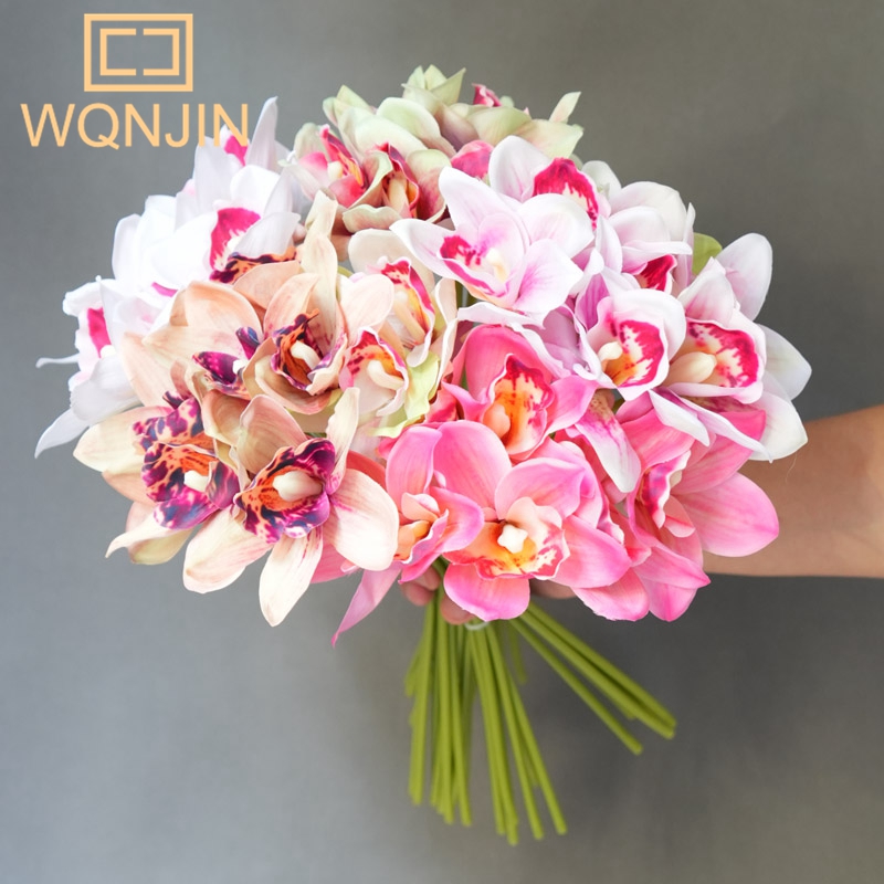 Neue 6 teile/los Herbst Schmetterling Orchidee Vasen für Wohnkultur Hochzeit dekorative Pflanzen Weihnachts künstliche Blumen