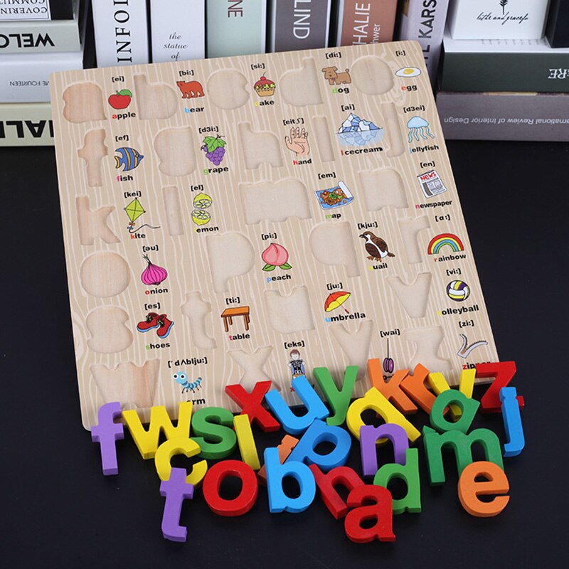 Enfants apprenant la lettre majuscule minuscule Alphabet conseil langue jouets éducatifs en bois pour enfants lettre Scrabble,B