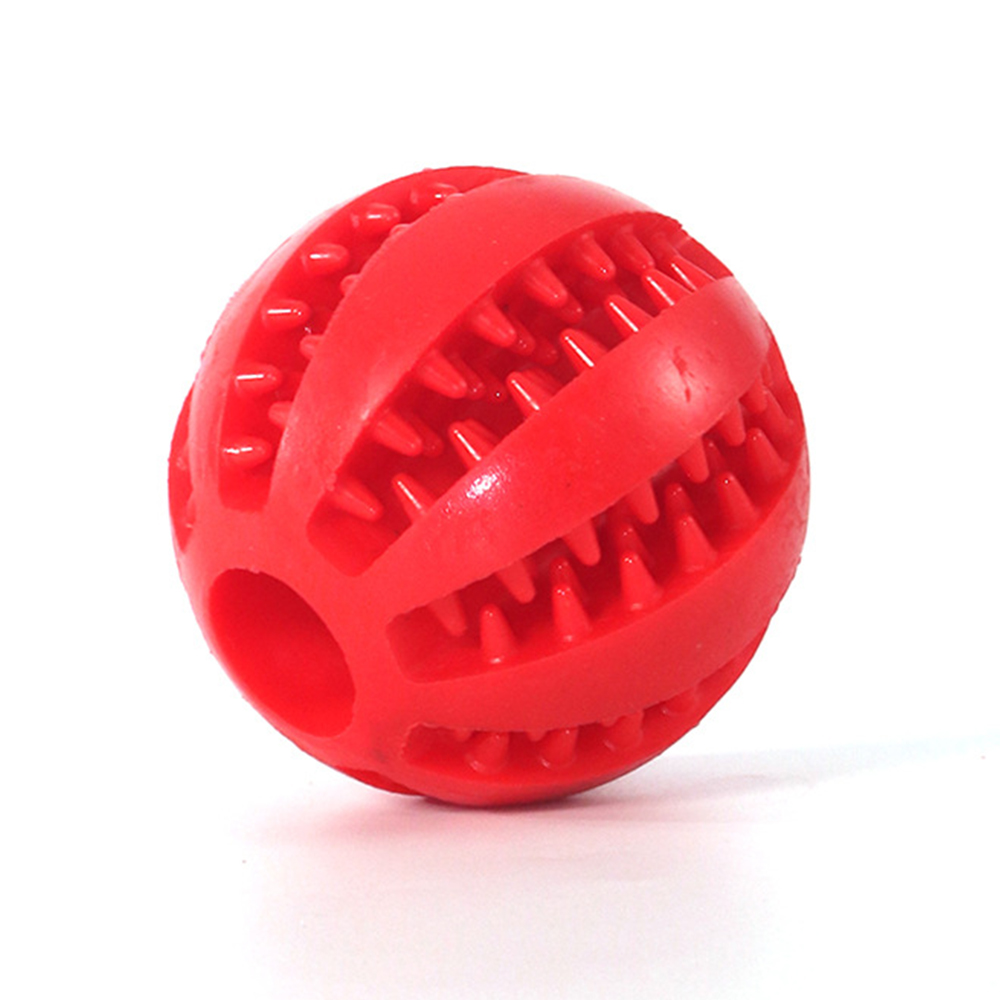 Bolas de goma interactivas para perros pequeños y grandes, juguetes para masticar, limpieza de dientes de mascotas, Bola de comida Indestructible: Red / L-7cm