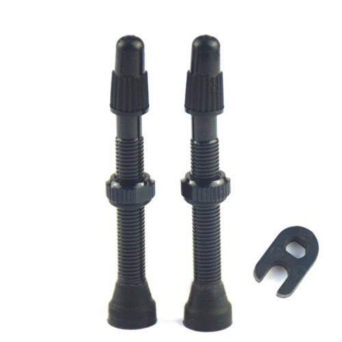 2Pcs 48/60/78 millimetri Pneumatico Moto Klepstelen Strada Mtb Fiets Senza Camera D'aria Banden Legering Presta klepstelen Fietsband accessori: Black 60mm