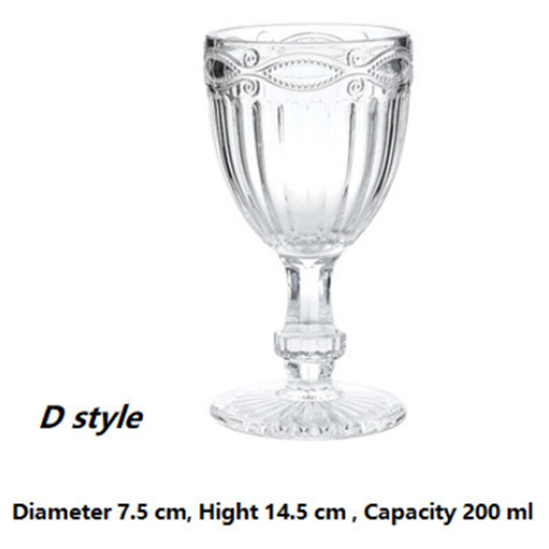Copas de champán de cristal para boda copa de vino whisky copa de 5oz 7oz 9oz copa de cristal Retro europea en relieve sin plomo: D  200ml  Wine Glass
