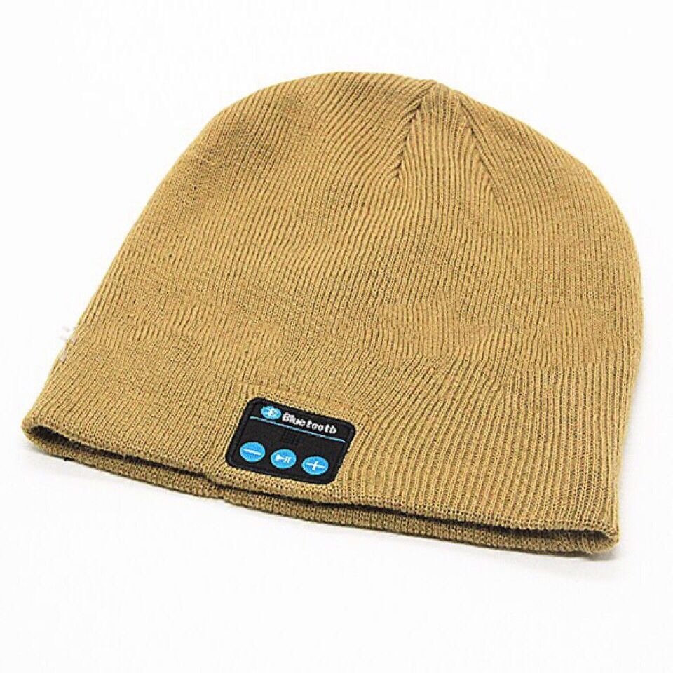 Hat bluetooth strikket hat capfor vinter smart bluetooth pandebånd strikket cap udendørs afslappet sport hat cap til mænd og kvinder: Khaki