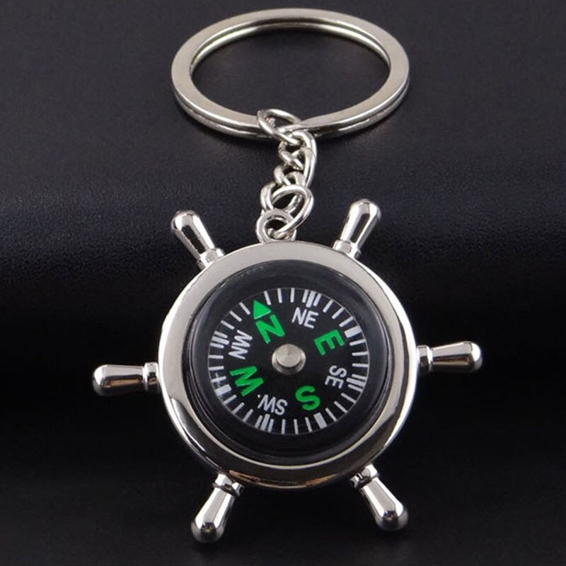 Mini Key Chain Hiking Navigator Survival Pocket Compass Tool Outdoor Travel Portable Alloy Silver Camping Hiking Compasses: Black