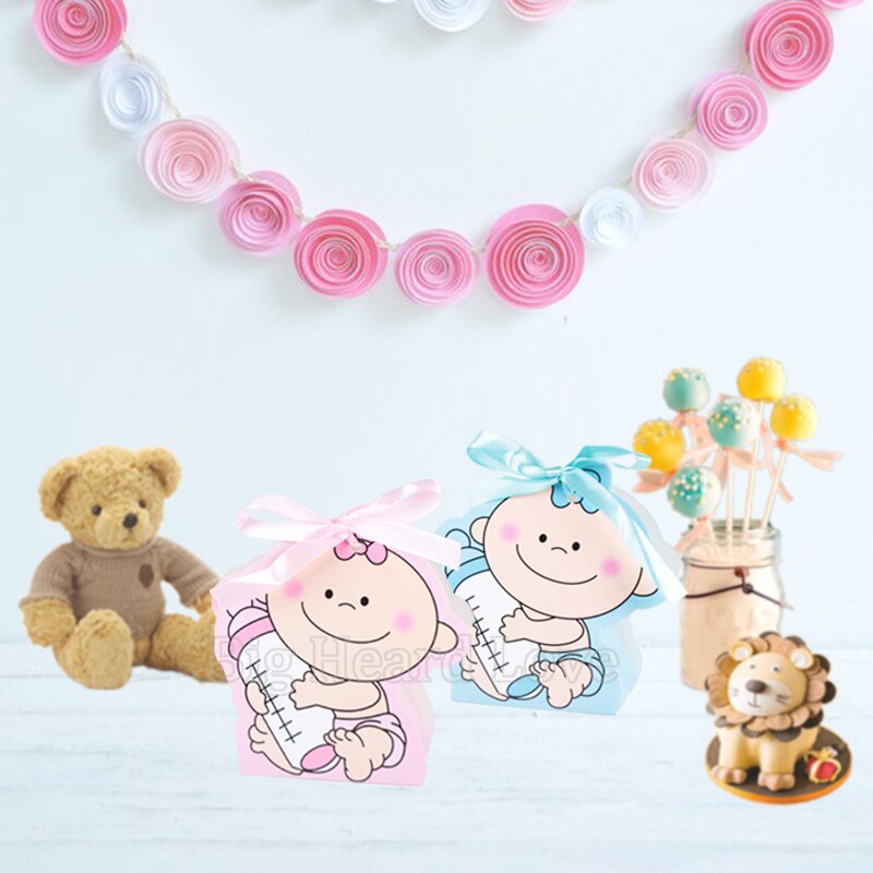 12 stuks/set babymeisje en jongen papieren doos feest babyshower snoepdoos babyfles verjaardagsfeestdecoraties kinderen