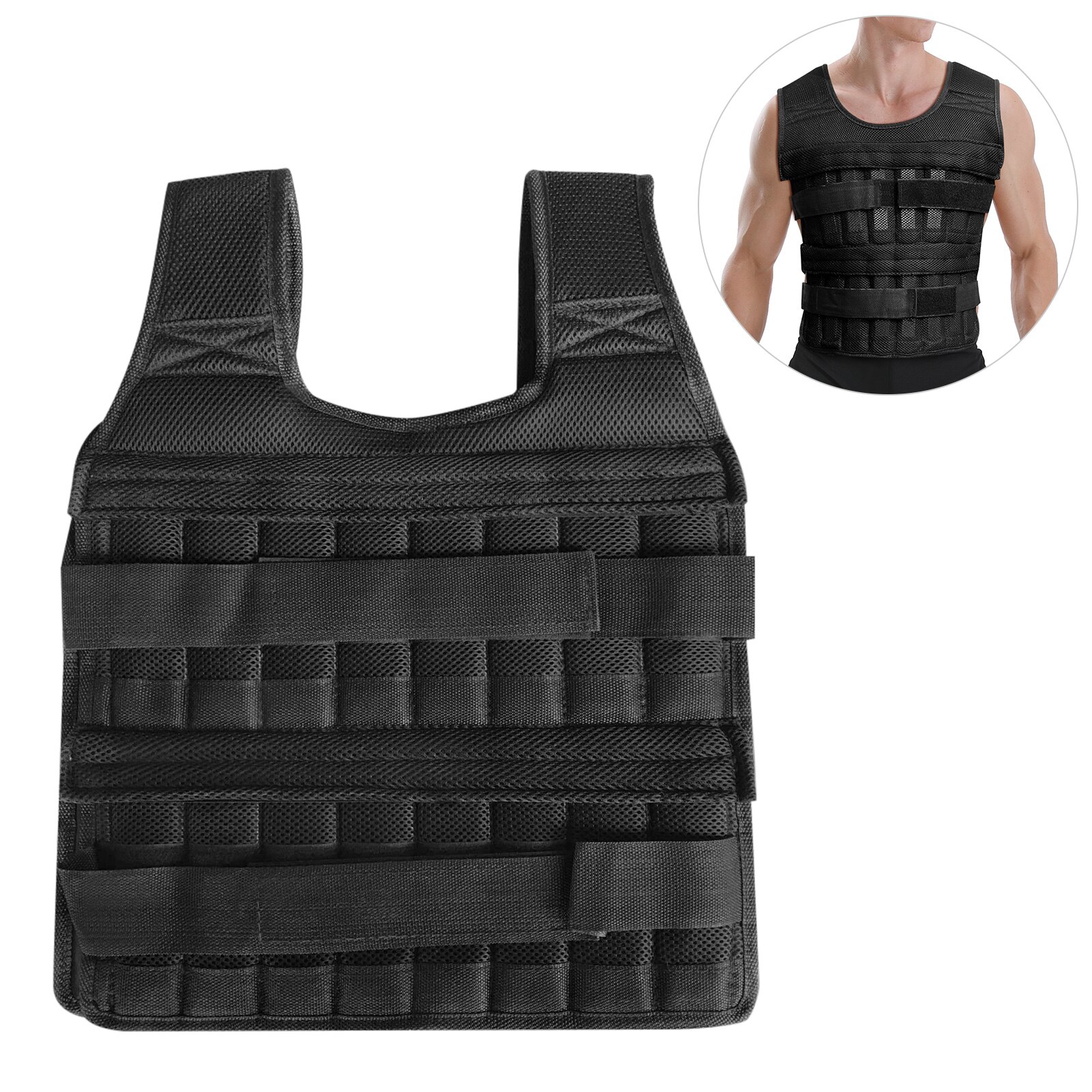 Adjustable Weighted Vest 35kg Weight Exercise Weight Waistcoat Jacket Loading Cloth Strength Training Gym Equipment