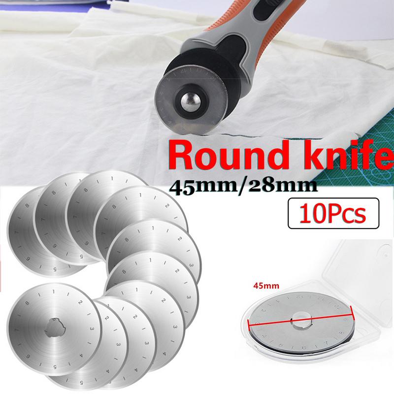 45MM/28MM 10Pcs Steel Circular Rotary Cutter Refill Blades Patchwork Fabric Leather Craft Sewing Quilting Fits Fiskars Cutters