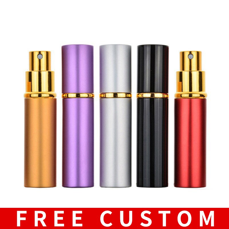Gratis logo op maat, 10 ml lege draagbare glazen parfumflesjes met aluminium omhulsel, navulbare cosmetische etui.