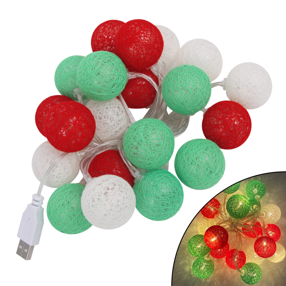 Baumwolle Ball LED Lichterketten 20 LEDs Batterie Betrieben Und USB Powered für Ostern Halloween Weihnachten Partei Wohnkultur: Green warm / By Battery