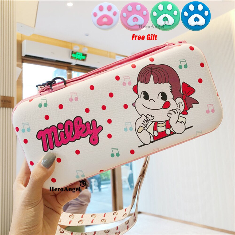 Portable Shoulder Strap Lanyard Travel Storage Bag For Nintendo Switch Game Console Box Shell Cover Cute Fruits Protective Case: 01