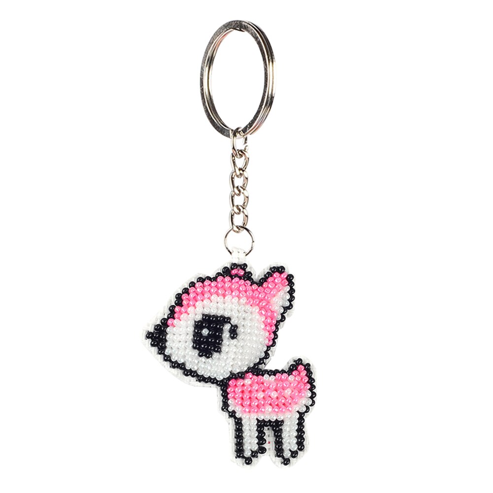 Stemplet diy perle korssting nøglering kit håndarbejde fuld beaded håndlavet broderet håndværk til rygsæk vedhæng: 07