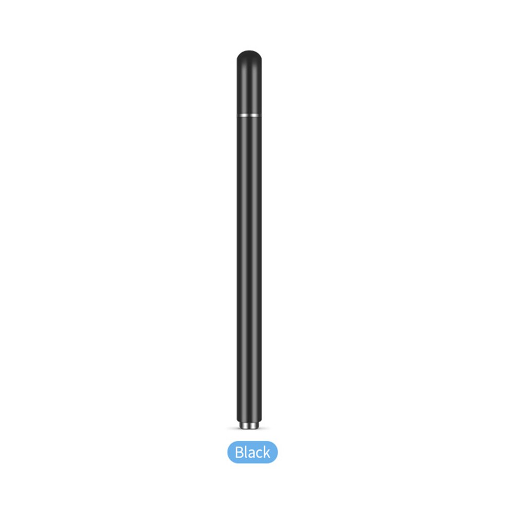 Universal stylus s pen berøringsskærm diskspids smart kapacitiv pencil draw erstatning metal magnetisk hætte til ipad tablet hvid: Sort