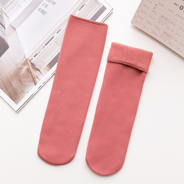 1Pairs Stripes Velvet Women Winter Warm Thicken Socks Soft Casual Solid Color Socks Wool Cashmere Home Snow Boots Floor Socks: K