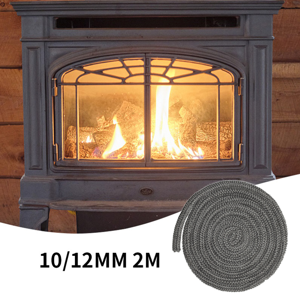 6/8/10/12mm KachelTouw Glasvezel Haard Deur Koord Hoge Temperatuur Woodburner Zwart Pakking Koord Breedte 2m Lengte Afdichting Touw