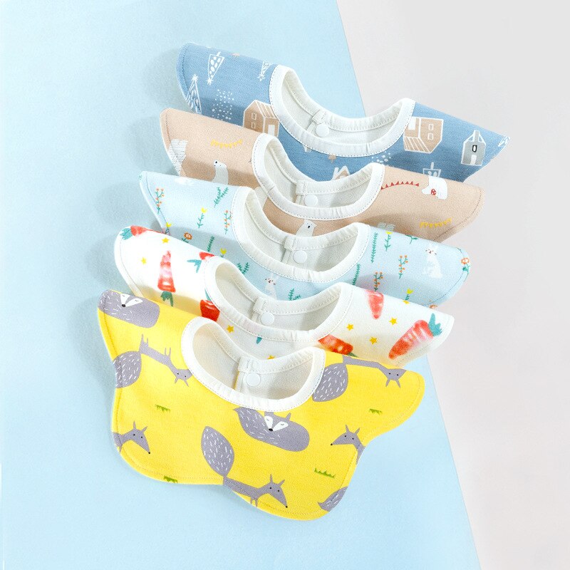 Baby Bibs Saliva Towel Waterproof Burp Cloths Feeding Stuff Cotton Newborn 360 Circular Infant Supplies Cartoon Infantil Bandana