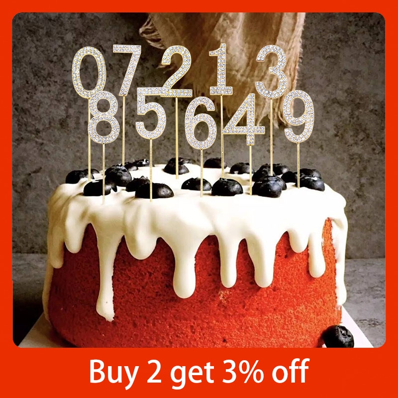 Digitale Kuchen Topper 0-9 Strass Anzahl Geburtstag Jahrestag Partei Kuchen Dekoration Werkzeug Backen Karte Hochzeit Dekoration
